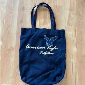 Vintage American Eagle Outfitters Navy Tote Bag Embroidered Logo Shoulder Bag